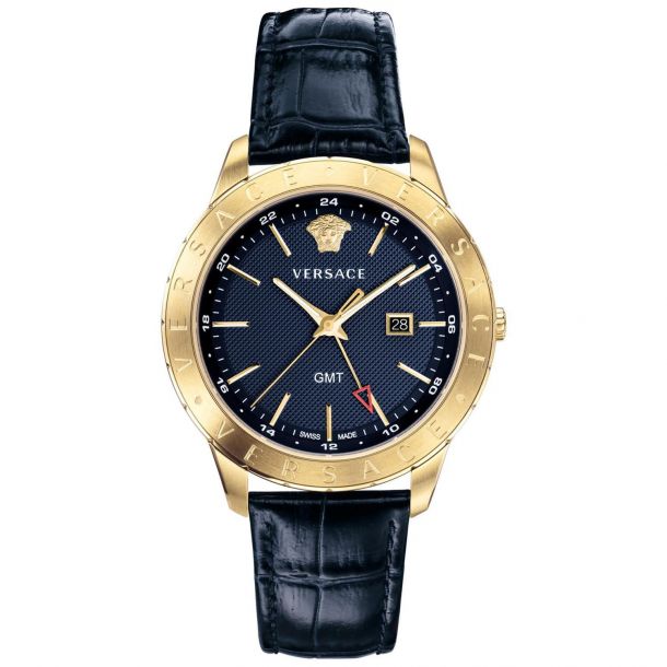 Men's Versace Univers Blue Leather Strap Watch VEBK00318 | REEDS