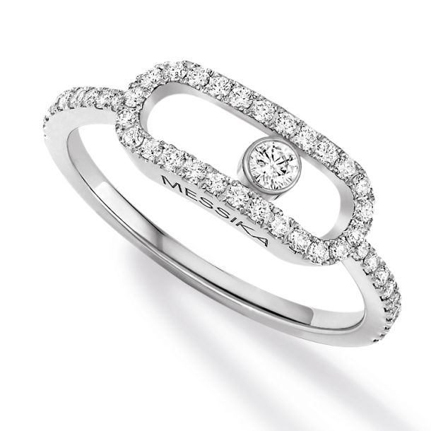 Messika Move Uno 1 3ctw Diamond Pave LM White Gold Ring Size 7