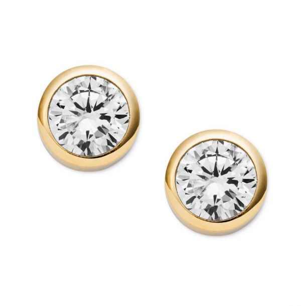 Michael Kors Crystal Bezel Gold Tone Stud Earrings