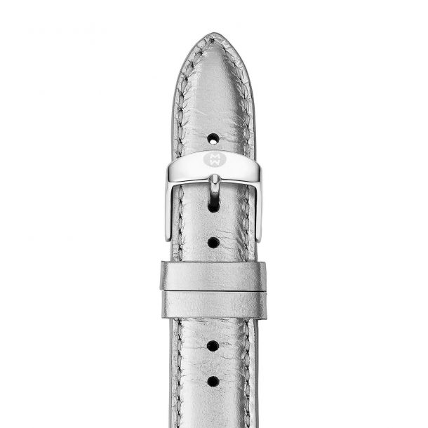 Michele 16mm Platinum Metallic Leather Strap REEDS Jewelers