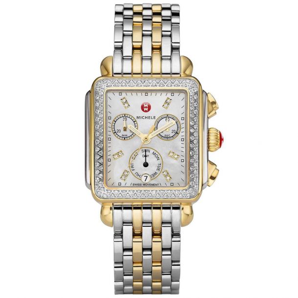 Michele Deco Diamond Dial Two Tone Stainless Steel Watch MWW06P000108 REEDS Jewelers