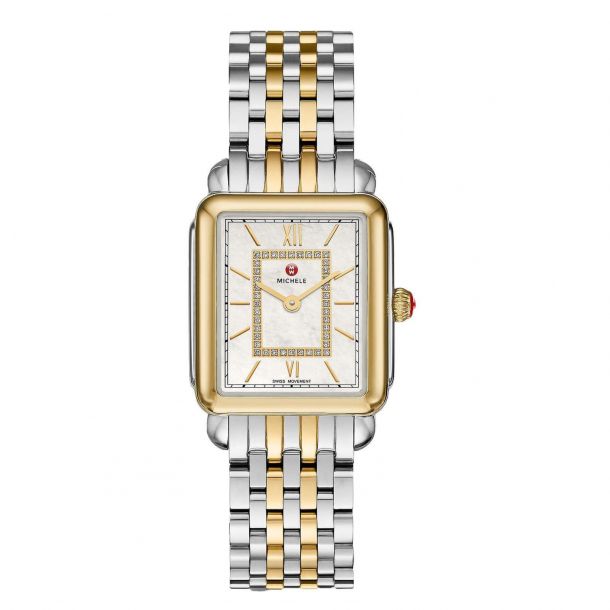 Michele Deco II Mid Diamond Dial Two Tone Watch MWW06I000024