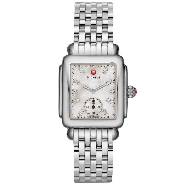Michele Deco Mid Diamond Dial Stainless Steel Watch MWW06V000002