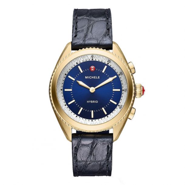 Michele Navy Dial and Navy Alligator Strap Hybrid Smartwatch MWWT32A00002