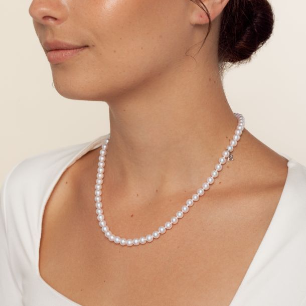 MIKIMOTO 6.5x6mm Akoya Cultured Pearl White Gold Strand Necklace