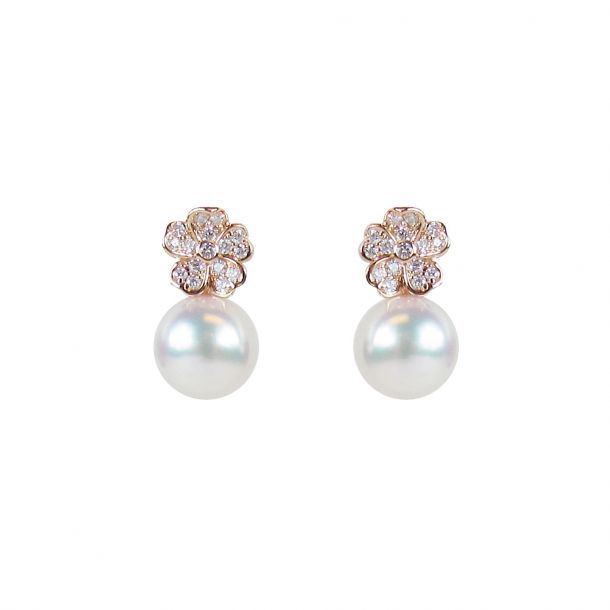 Mikimoto pink pearl earrings discount