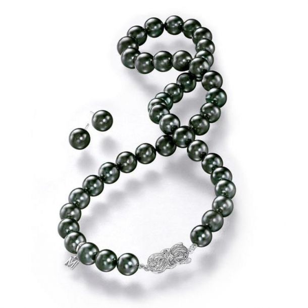 MIKIMOTO Black South Sea Pearl Special Edition Necklace and Earring Set