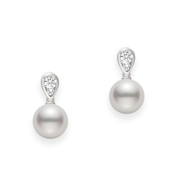 MIKIMOTO Morning Dew 1/5ctw Diamond and Akoya Cultured Pearl Earrings in  18k White Gold | REEDS Jewelers