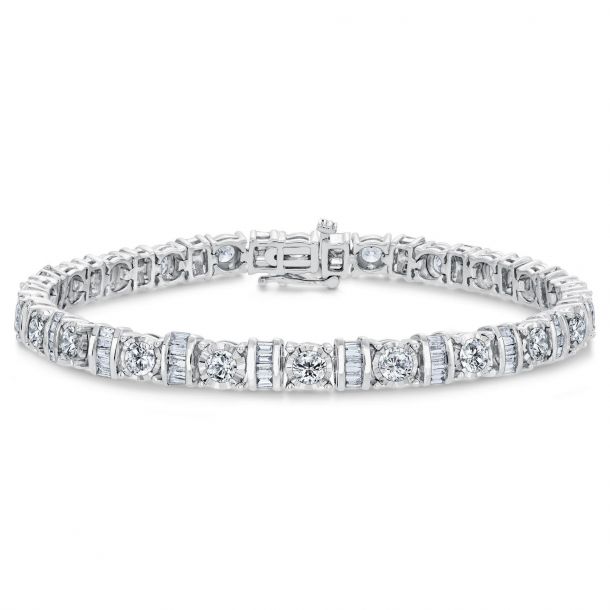 Miracle Set Round and Baguette Diamond Link Tennis Bracelet 3ctw REEDS Jewelers