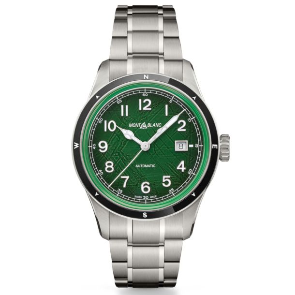 Montblanc 1858 Automatic Date Oxygen Green Dial Stainless Steel Watch 42mm 133269 REEDS Jewelers