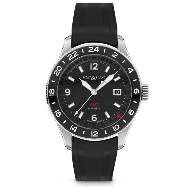 Montblanc 1858 GMT Black Rubber Strap Watch | 42mm | 129766 | REEDS ...