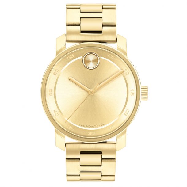 Movado BOLD Access Yellow Gold Ion Plated Stainless Steel Bracelet Watch 41mm 3600912