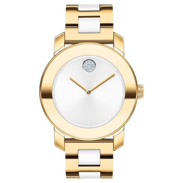 Movado BOLD Ceramic Crystal Accent and Two Tone Bracelet Watch 36mm 3600892 REEDS Jewelers