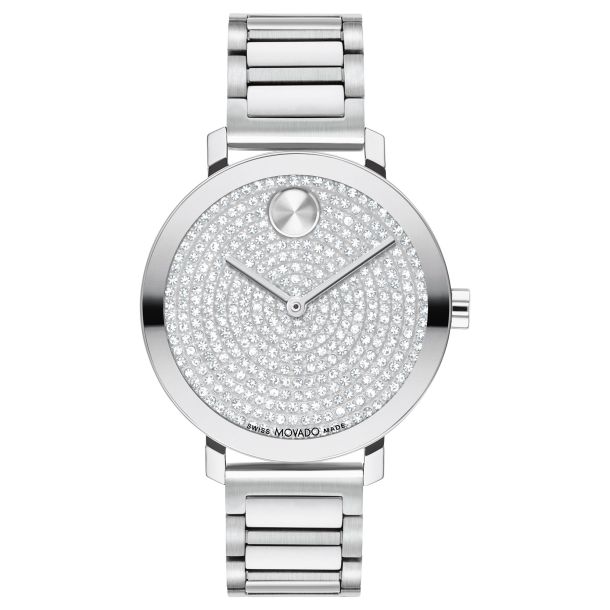 Movado BOLD Evolution Crystal Dial and Stainless Steel Bracelet Watch 34mm 3601151 REEDS Jewelers
