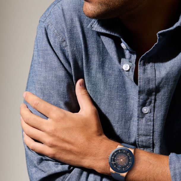 Movado Bold Fusion Automatic Blue and Rose Gold-Tone Dial Blue 