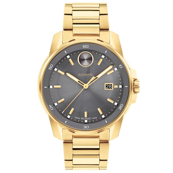 Movado BOLD Verso Automatic Grey Dial Yellow Gold Ion-Plated Watch | 43mm |  3601053 | REEDS Jewelers