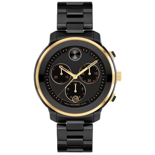 Movado BOLD Verso Chronograph Black Ceramic Bracelet Watch | 40mm | 3600932  | REEDS Jewelers