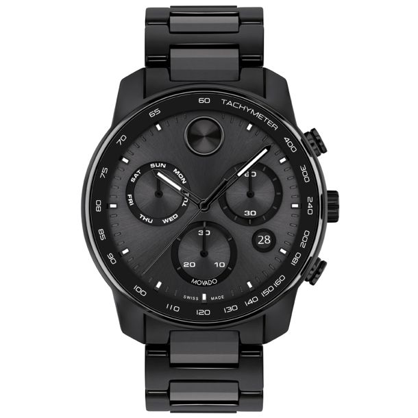Movado bold men's black stainless steel watch shop