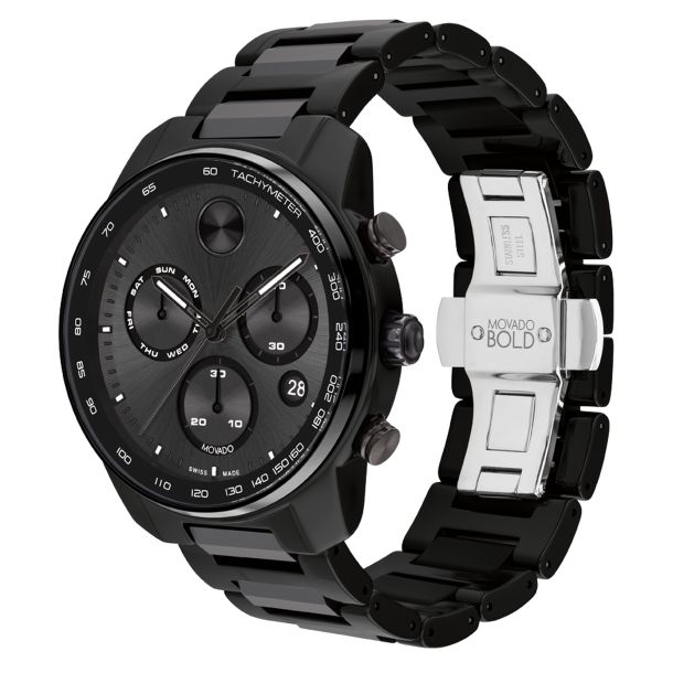 Movado BOLD Verso Chronograph Black Ceramic Watch 44mm 3601103 REEDS Jewelers