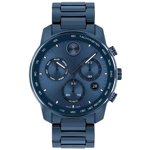 Movado BOLD Verso Chronograph Blue Ceramic Watch 44mm 3601117 REEDS Jewelers