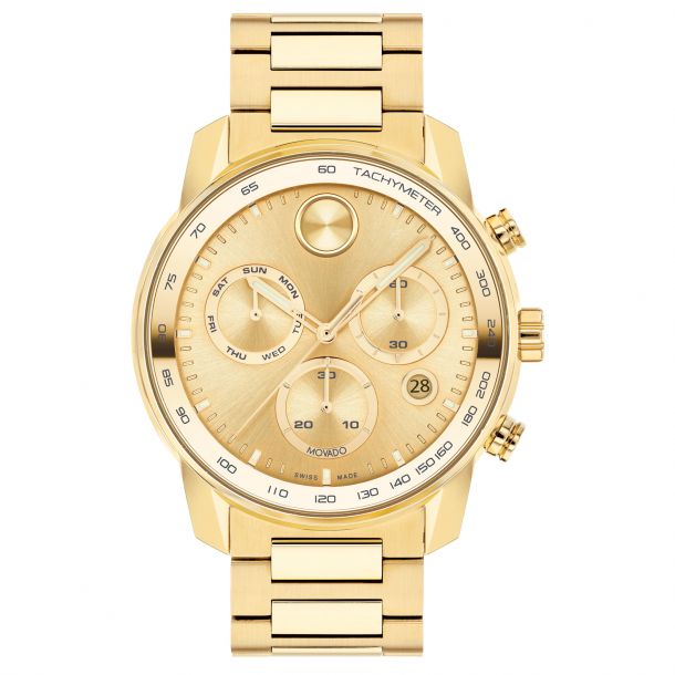 Movado BOLD Verso Chronograph Gold Ion Plated Bracelet Watch