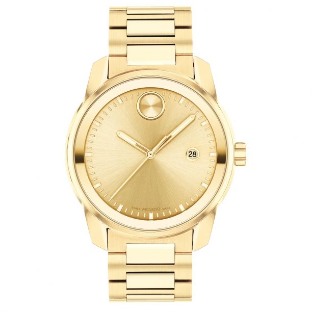 Movado BOLD Verso Gold Ion Plated Bracelet Watch 42mm 3600861 REEDS Jewelers