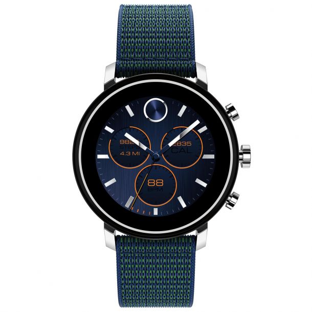 Movado Connect 2.0 Navy Fabric Strap 42mm Smartwatch 3660030
