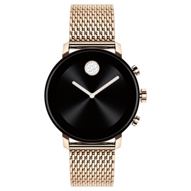 Movado Connect 2.0 Rose Gold Tone Stainless Steel Mesh Bracelet Smartwatch 3660027