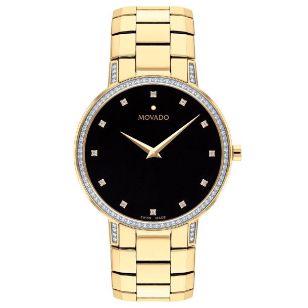 Movado Faceto Diamond Yellow Gold Tone Watch 39mm 0607483 REEDS Jewelers