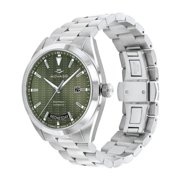 Movado Heritage Series Datron Automatic Green Dial Stainless Steel Bracelet Watch 40mm 3650178 REEDS Jewelers