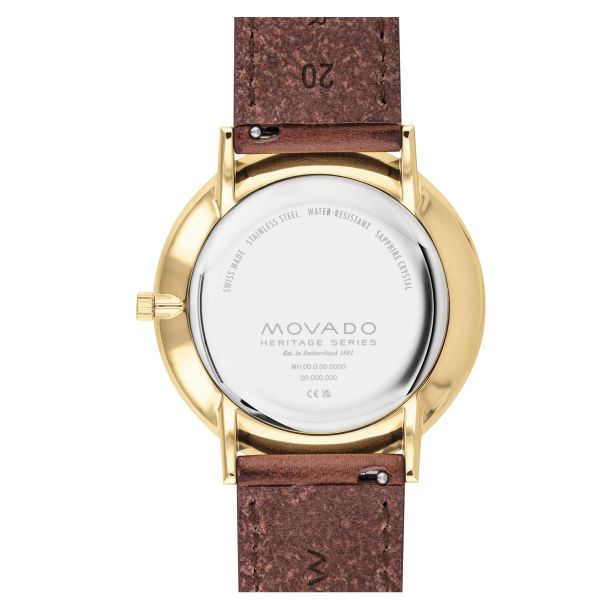 Movado Heritage Series Silhouette Black Dial Leather Strap Watch