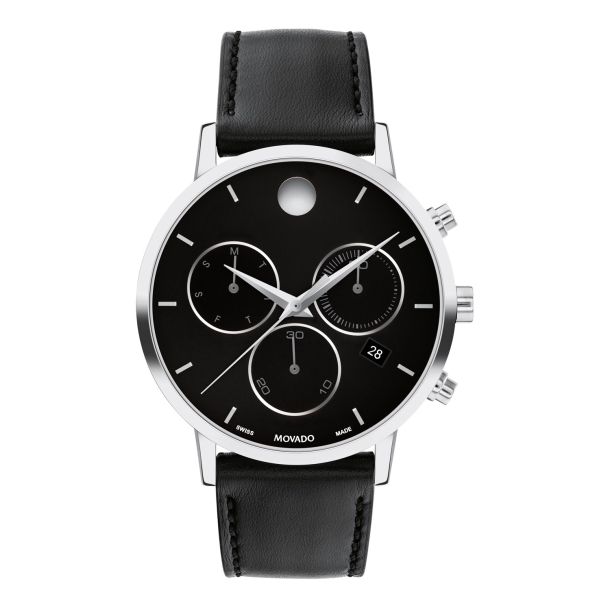 Movado black 2025 leather strap