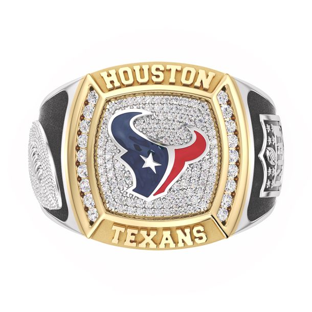 NFL TrueFans Houston Texans 1 2ctw Diamond Two Tone Yellow Gold and Sterling Silver Ring