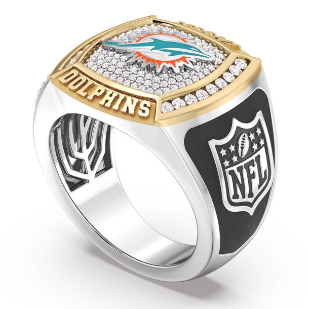 NFL TrueFans Miami Dolphins 1 2ctw Diamond Two Tone Yellow Gold