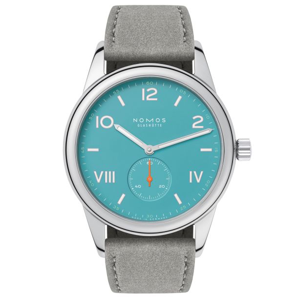 NOMOS Club Campus Endless Blue Dial Grey Leather Strap Watch 38.5mm 724 REEDS Jewelers
