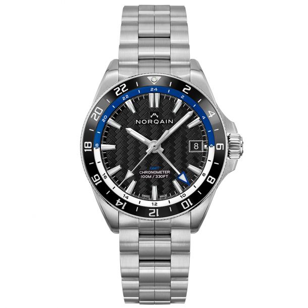NORQAIN Adventure NEVEREST GMT Black Dial Blue and White Ring