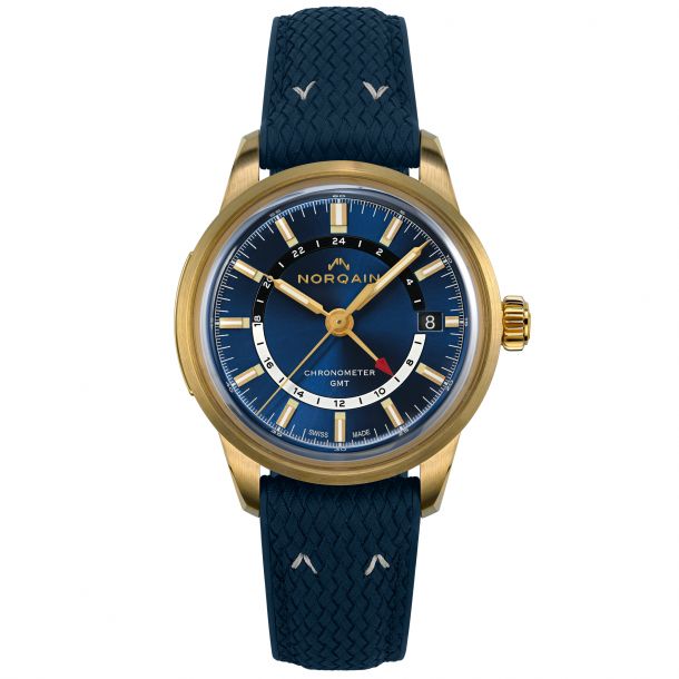 NORQAIN Freedom 60 GMT Bronze Blue Dial Perlon Rubber Strap Limited Edition  Watch 40mm - NNZ2100ZG/A215/20APR.18Z