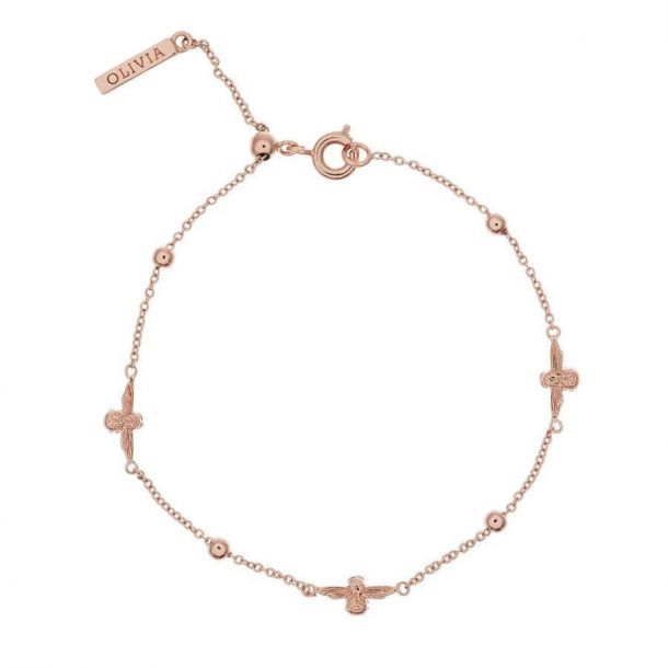 Olivia Burton 3D Bee and Ball Chain Bracelet Rose Gold Tone