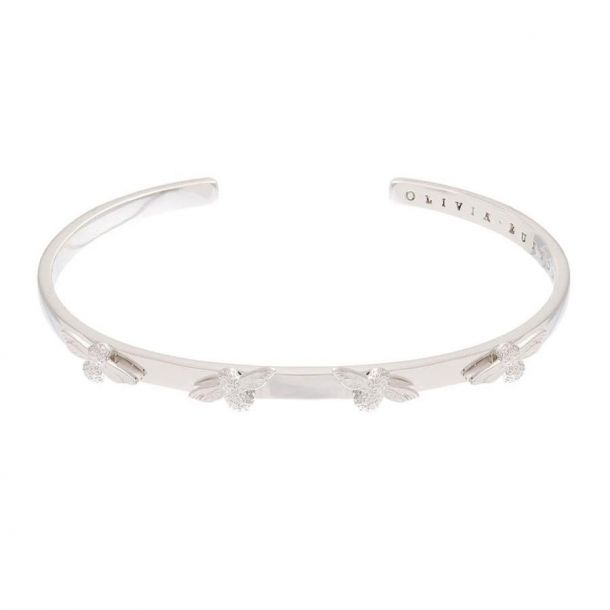 Olivia Burton 3D Bee Bangle Bracelet Silver Tone REEDS Jewelers