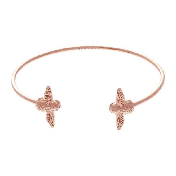 Olivia Burton 3D Bee Open Ended Bangle Bracelet Rose Gold Tone REEDS Jewelers