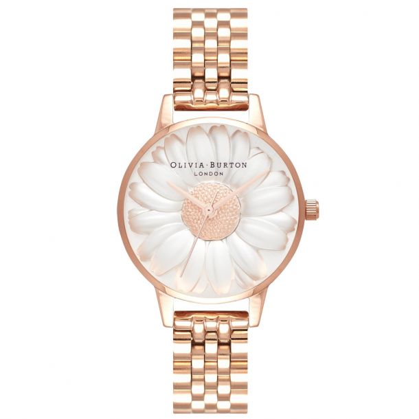 Olivia Burton 3D Daisy Rose Gold Ion Plated Stainless Steel Watch