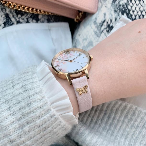 Olivia Burton Blossom Pink Leather Strap Watch OB16EG123 REEDS