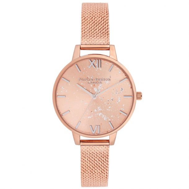 Olivia Burton Celestial Rose Gold Ion Plated Boucle Mesh Stainless Steel Bracelet Watch OB16GD12