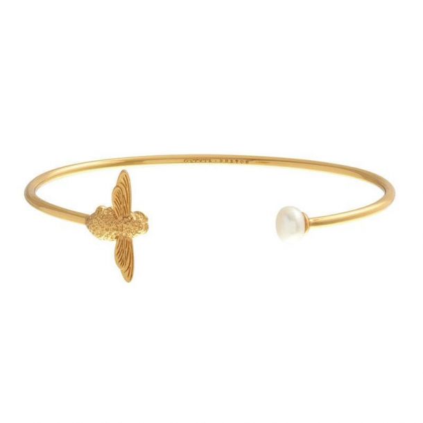 Olivia Burton Pearl Bee Bangle Bracelet Gold Tone