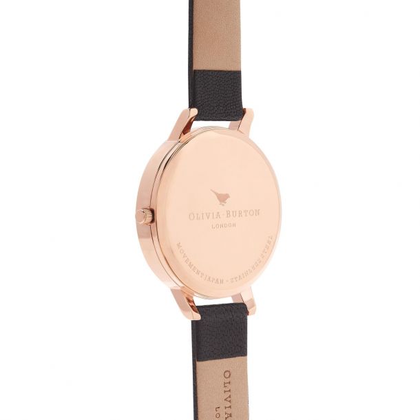 Olivia Burton Signature Floral Black Dial Leather Strap Watch OB15WG12 REEDS Jewelers