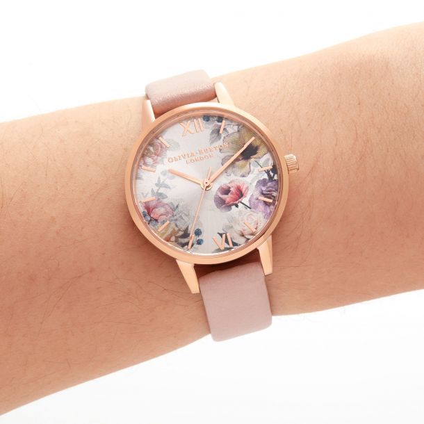 Olivia Burton Sunlight Florals Dusty Pink Leather Strap Watch OB16EG115 REEDS Jewelers