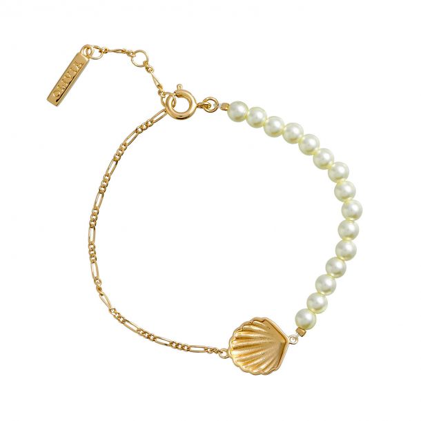 Olivia Burton Under the Sea Shell Simulated Pearl Mismatch Gold Tone Bracelet