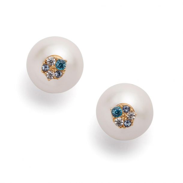 Olivia Burton Under the Sea Simulated Pearl Back Earrings Gold Tone