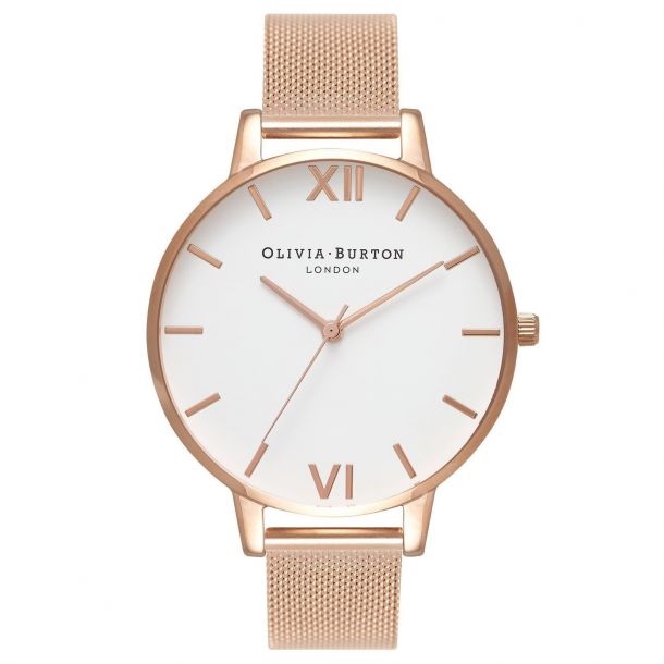 Olivia burton black dial & rose gold mesh watch new arrivals