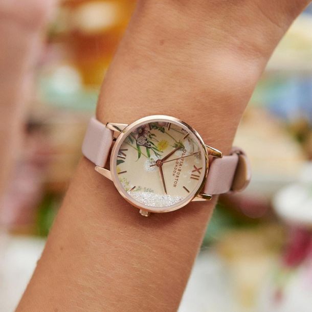 Olivia Burton Wishing Rose Leather Strap Watch OB16SG04 REEDS Jewelers